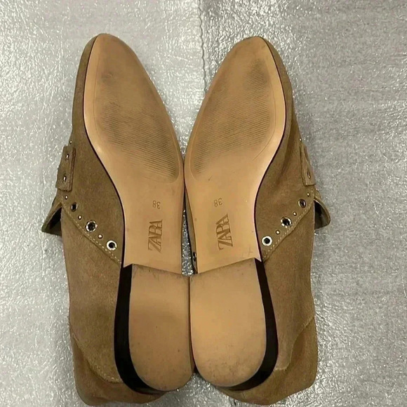 [US7.5]Zara  Metallic Eyelets Suede Flats-EUC - Picture 6 of 6